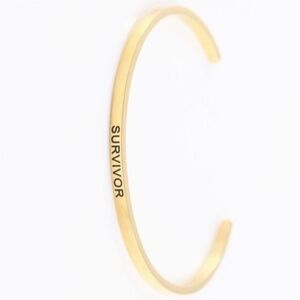 Womens Stainless Steel Gold Tone Survivor Bracelet Inspirational Symbolic‎